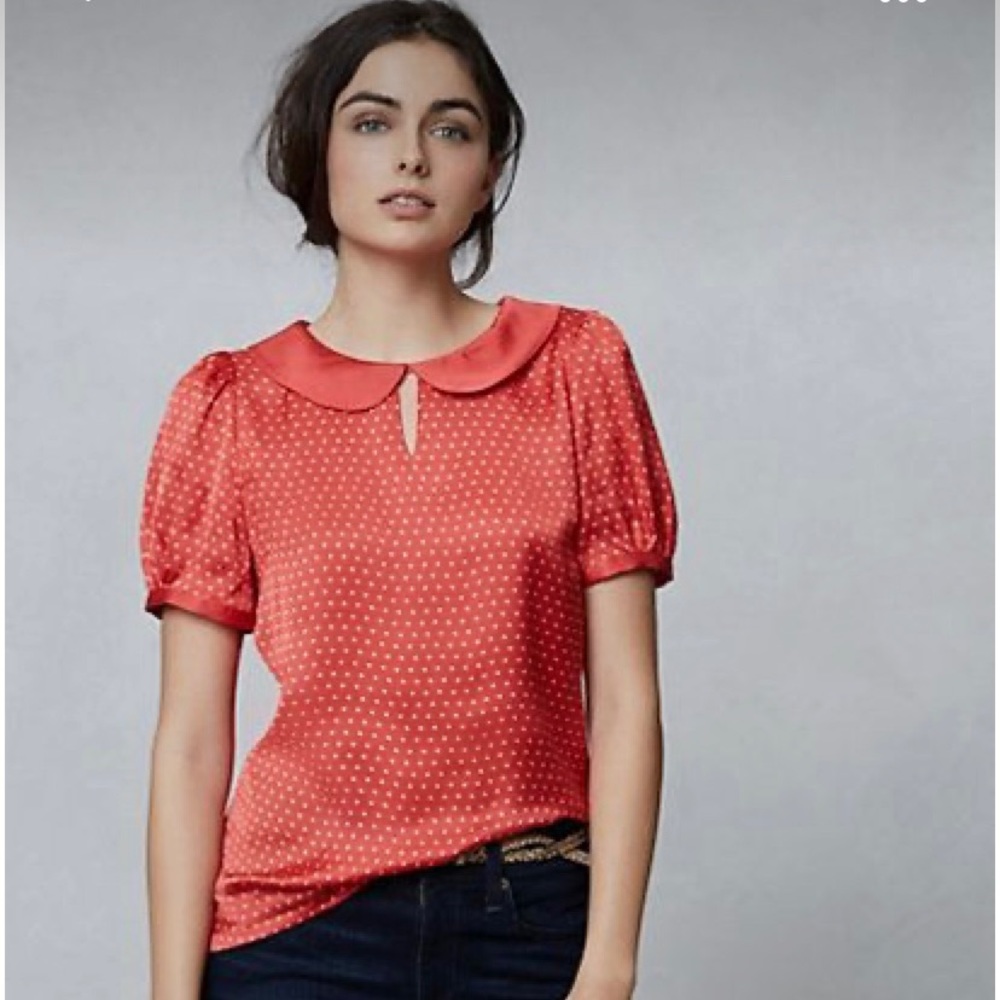 Hi There by Karen Walker for Anthropologie Red Blouse Sz 8